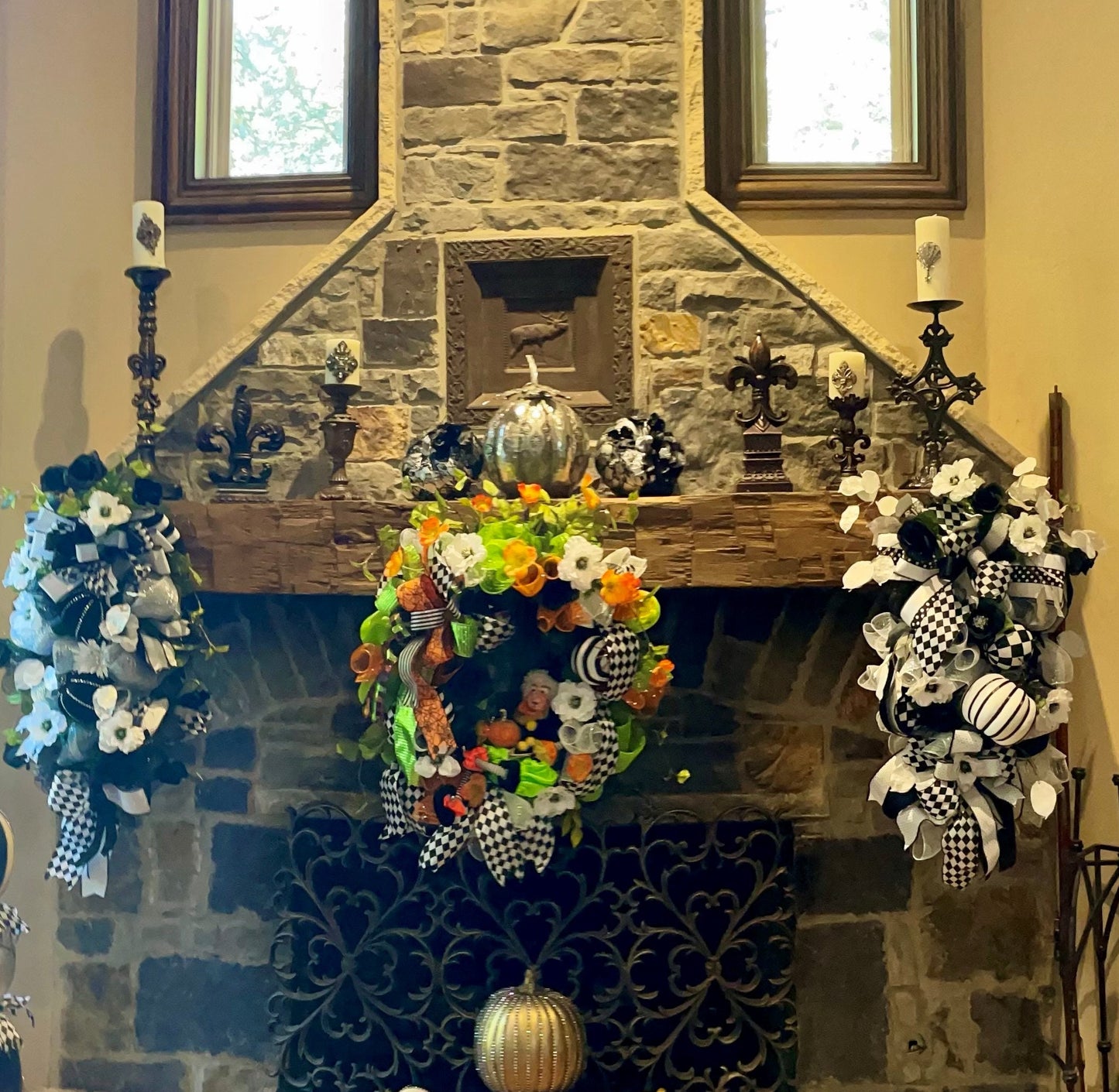 Halloween bling front door wreath, Thanksgiving gift, Fall pumpkin decor, Glam Harvest decor, Autumn mantle decor, Halloween party decor.