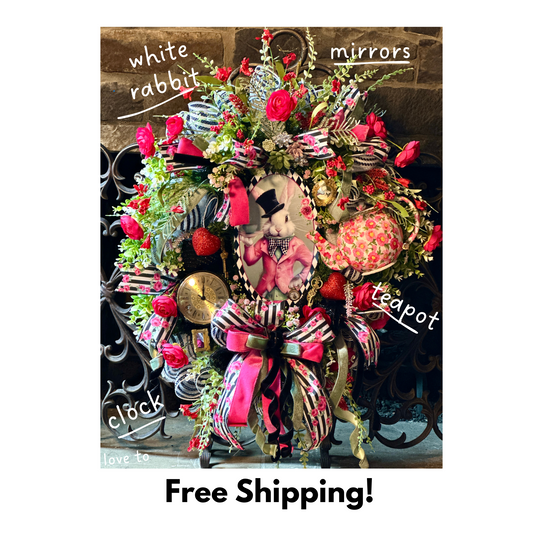 Decorative wreath with colorful elements and text on a white background