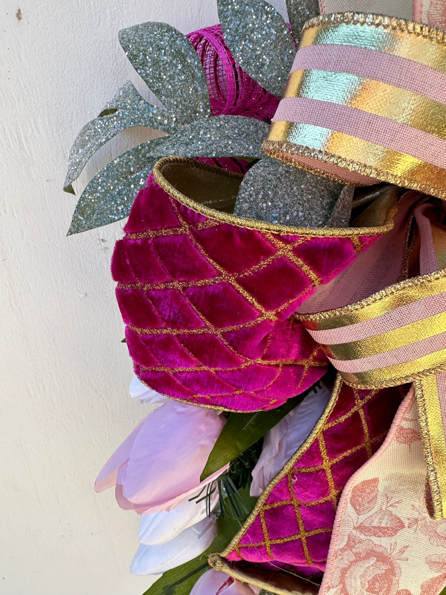 Romantic Tulip Jewel Swag is Charming as a Spring Front Door Wreath, a Gift for Her, Wedding Decor, Bling Mantle Decor or Everyday Decor