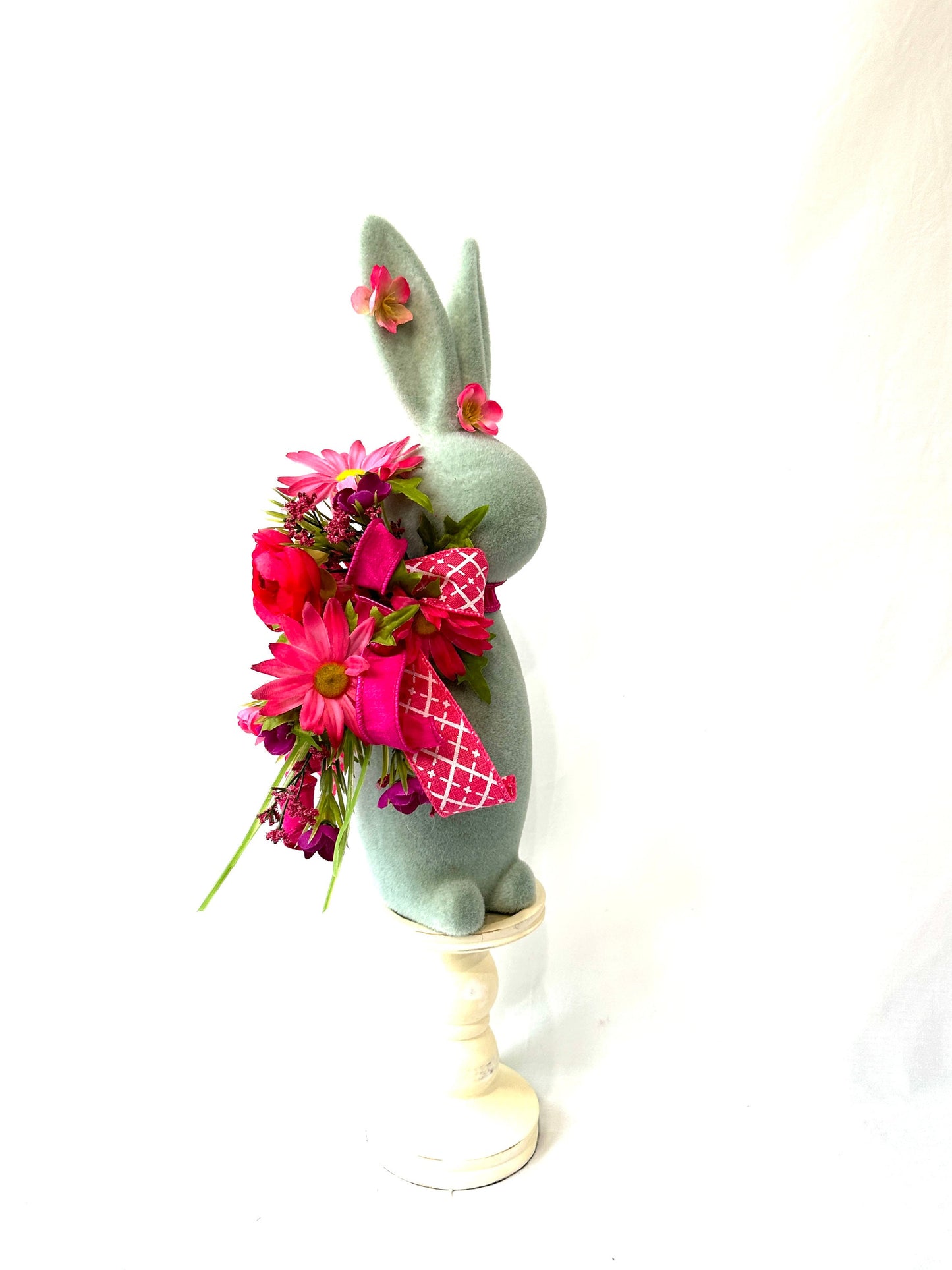 Handmade Flocked Easter Bunny Decor is an Adorable Spring Shelf Sitter or Cute Easter Tabletop Decoration