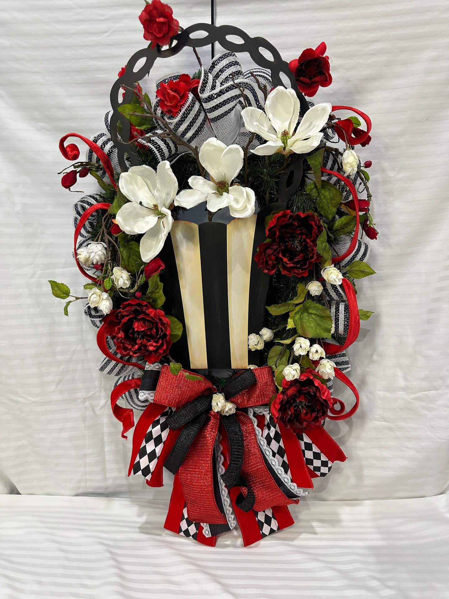 Floral spring basket front door wreath is a perfect gift for mother's day or summer wreath or everyday
