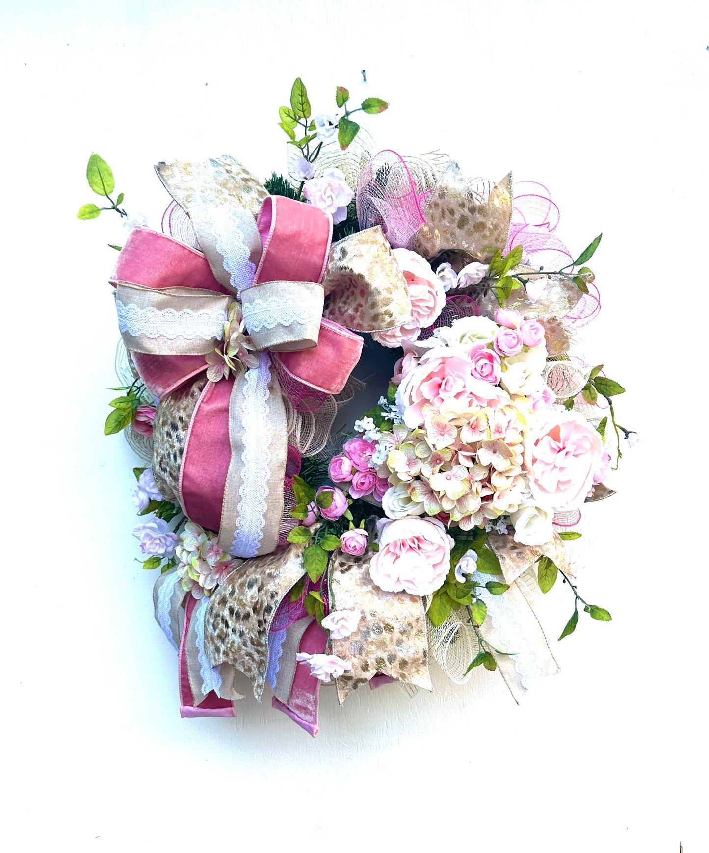 Romantic Shabby Chic Peony Front Door Wreath featuring a Flower Covered Heart makes a Stunning Gift, Wedding Decoration, Anniversary Gift.