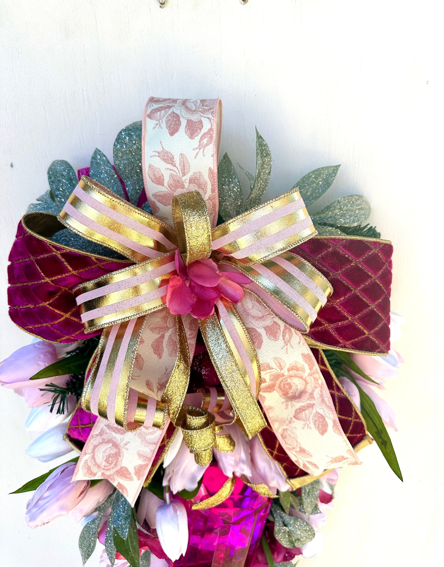 Romantic Tulip Jewel Swag is Charming as a Spring Front Door Wreath, a Gift for Her, Wedding Decor, Bling Mantle Decor or Everyday Decor