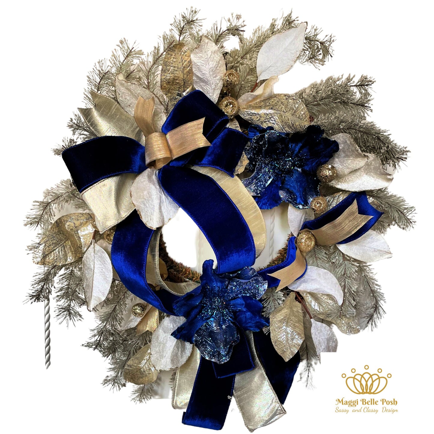 Minimalist Christmas Wreath, glam wreath, traditional front door wreath, champagne wreath, festive blue mantle wreath, modern porch decor