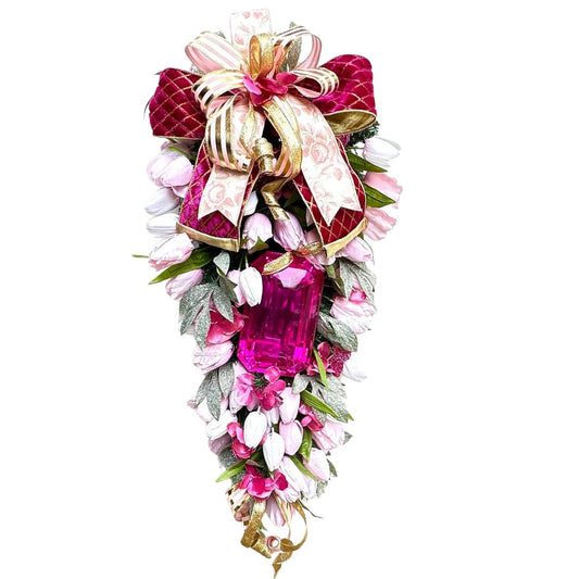 Romantic Tulip Jewel Swag is Charming as a Spring Front Door Wreath, a Gift for Her, Wedding Decor, Bling Mantle Decor or Everyday Decor