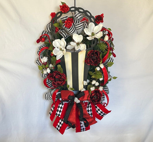 Floral spring basket front door wreath is a perfect gift for mother's day or summer wreath or everyday