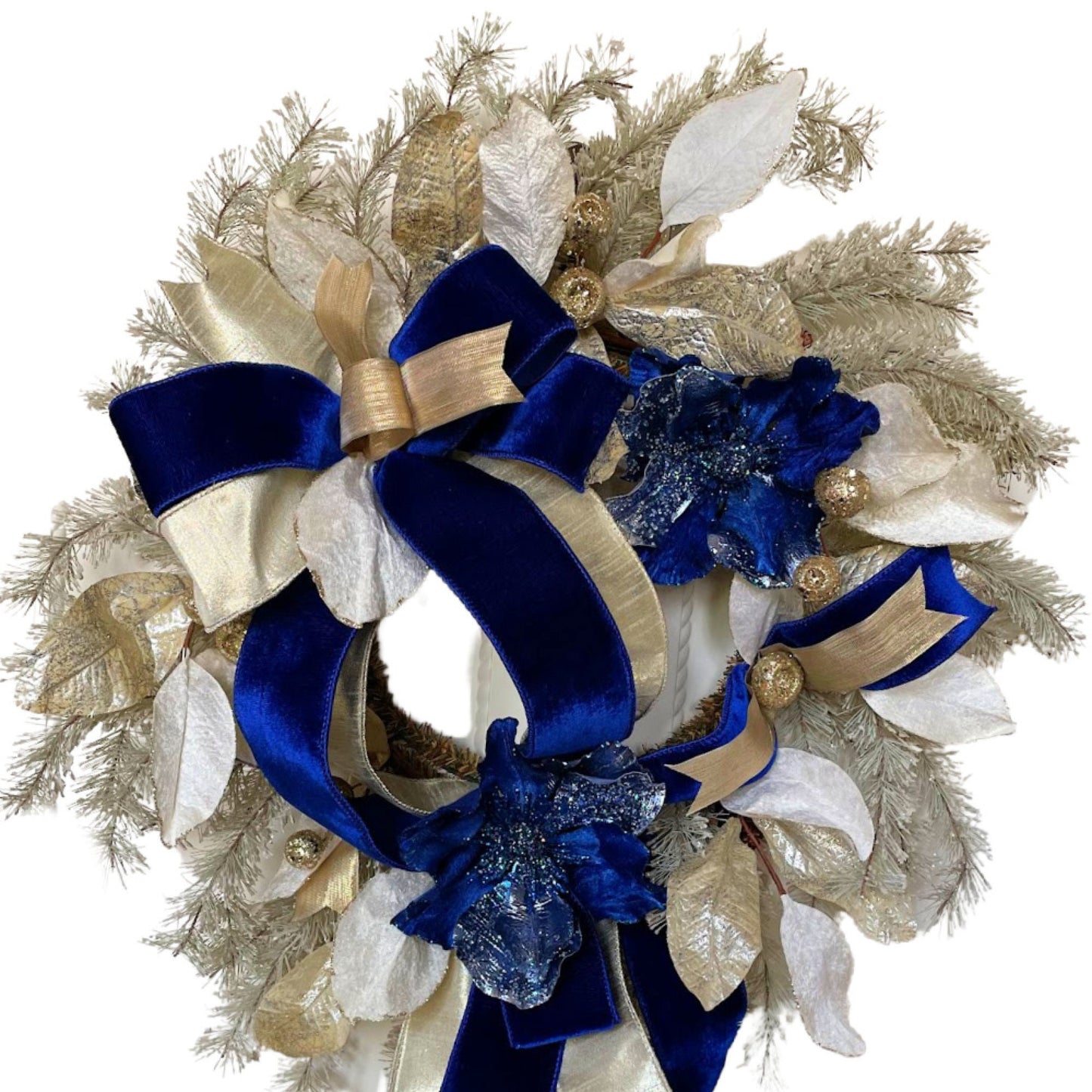 Minimalist Christmas Wreath, glam wreath, traditional front door wreath, champagne wreath, festive blue mantle wreath, modern porch decor