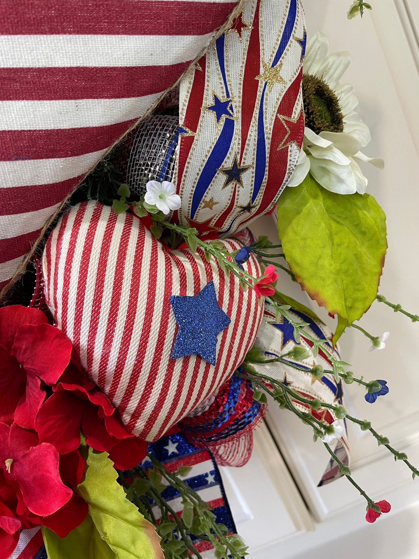 Patriotic 4th of July wreath perfect for Independence Day, Memorial Day decorations or as a gift for a USA military family.