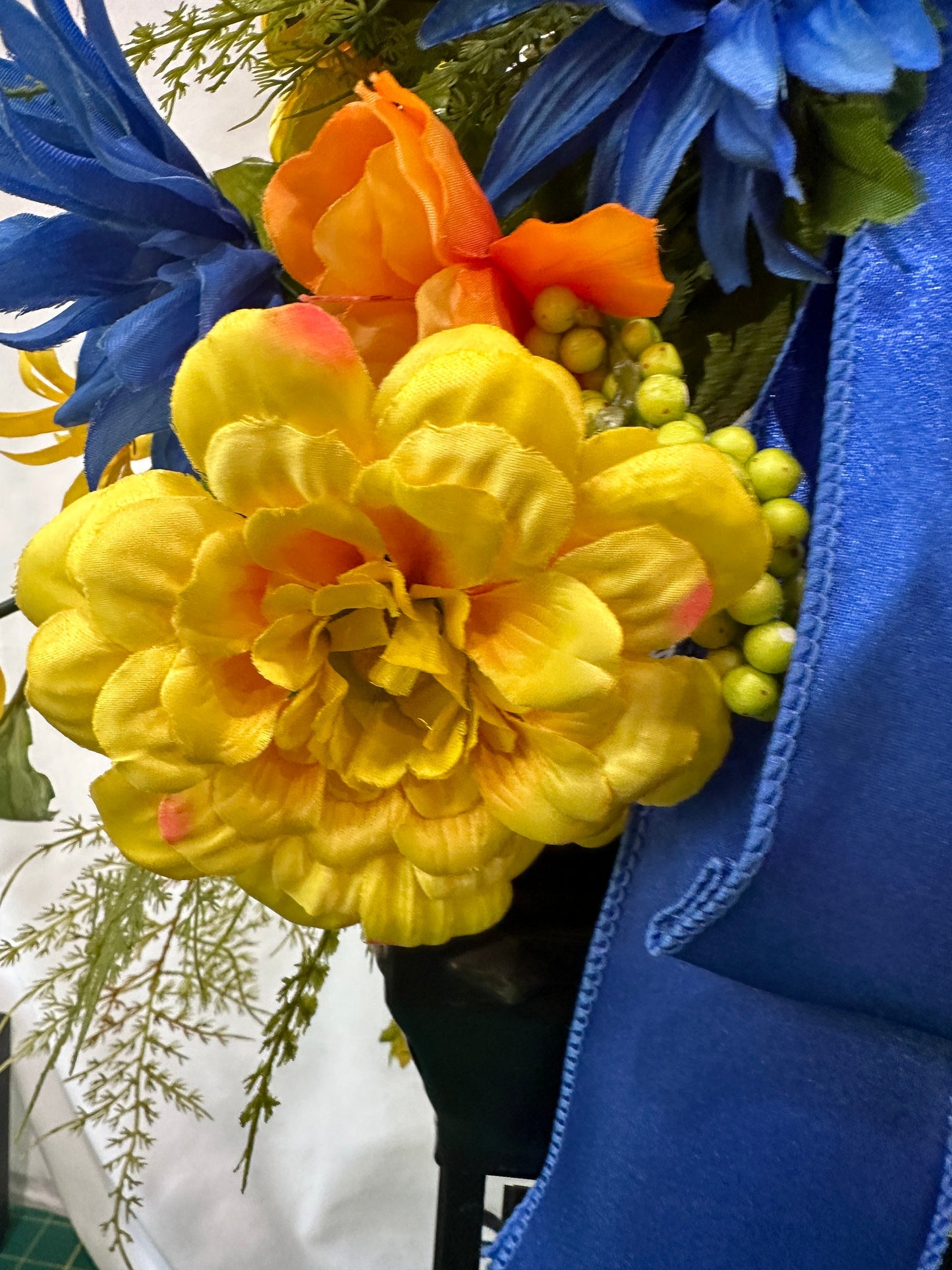 Spring or Summer Removable Cheerful Yellow and Blue Lantern Topper creates a Charming Transformation and Accent for you Lantern.