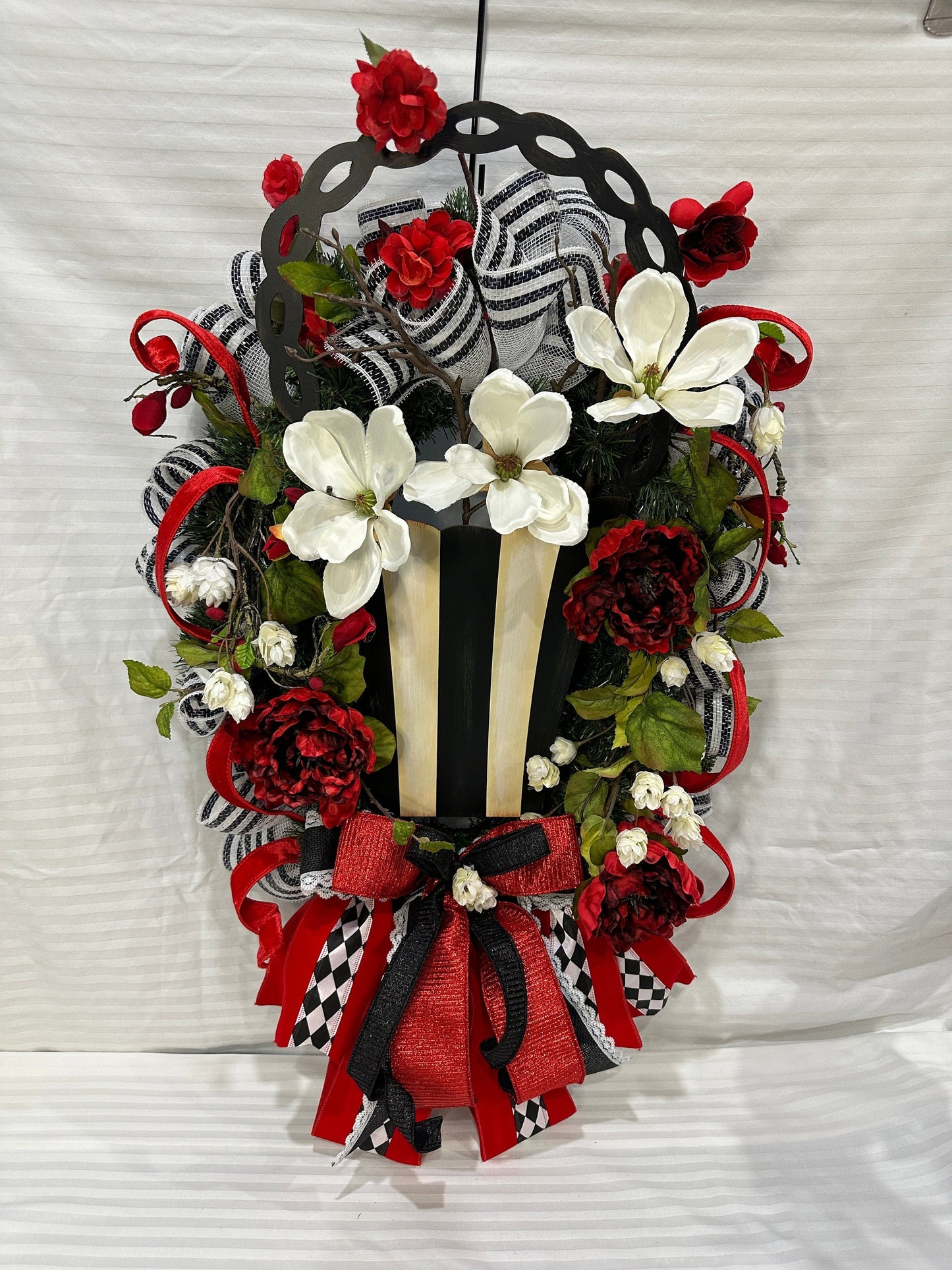 Floral spring basket front door wreath is a perfect gift for mother's day or summer wreath or everyday