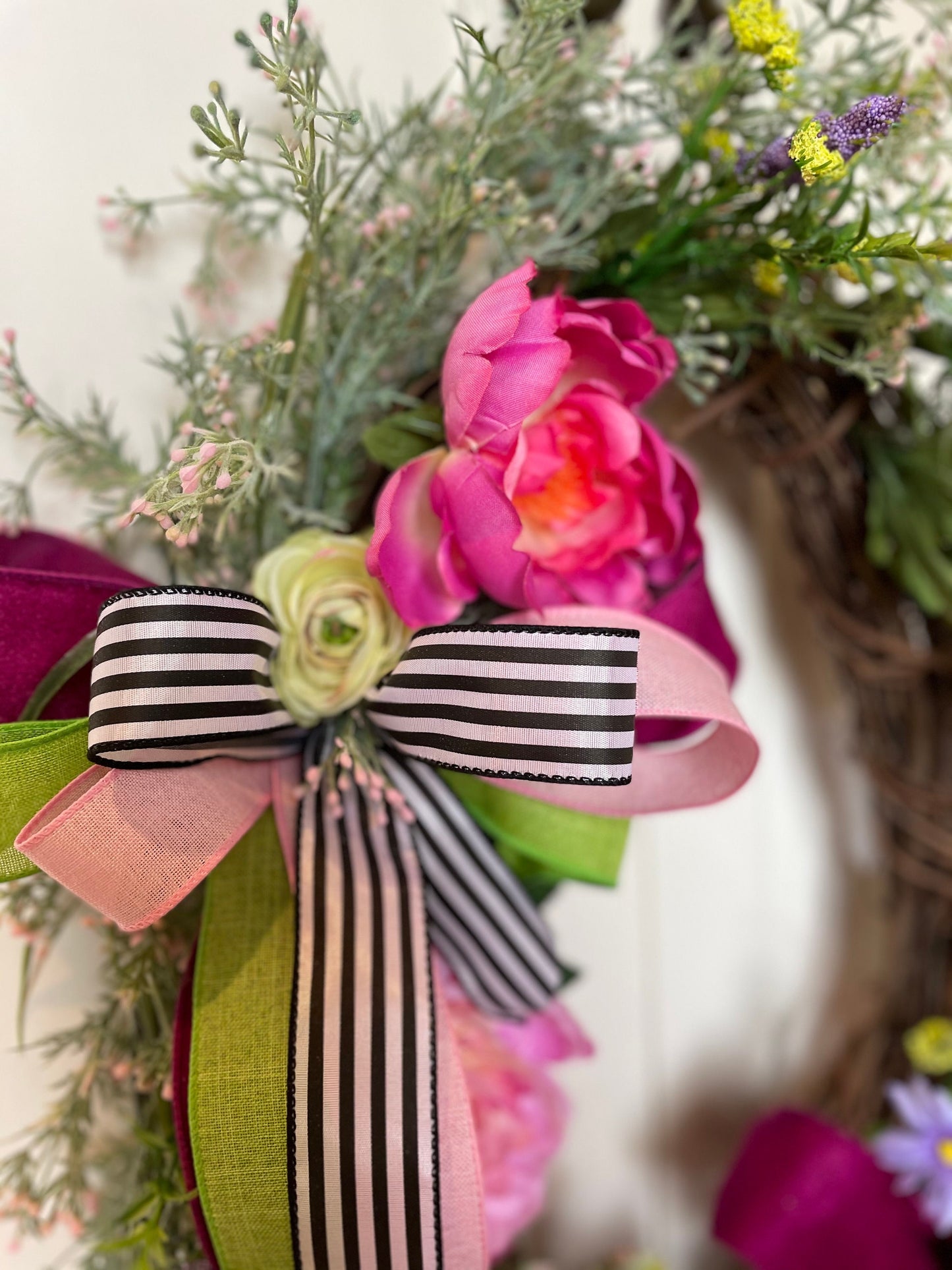 Oval Summer or Spring Front Door Wreath is also good for Everyday use and makes Welcoming Porch Decor
