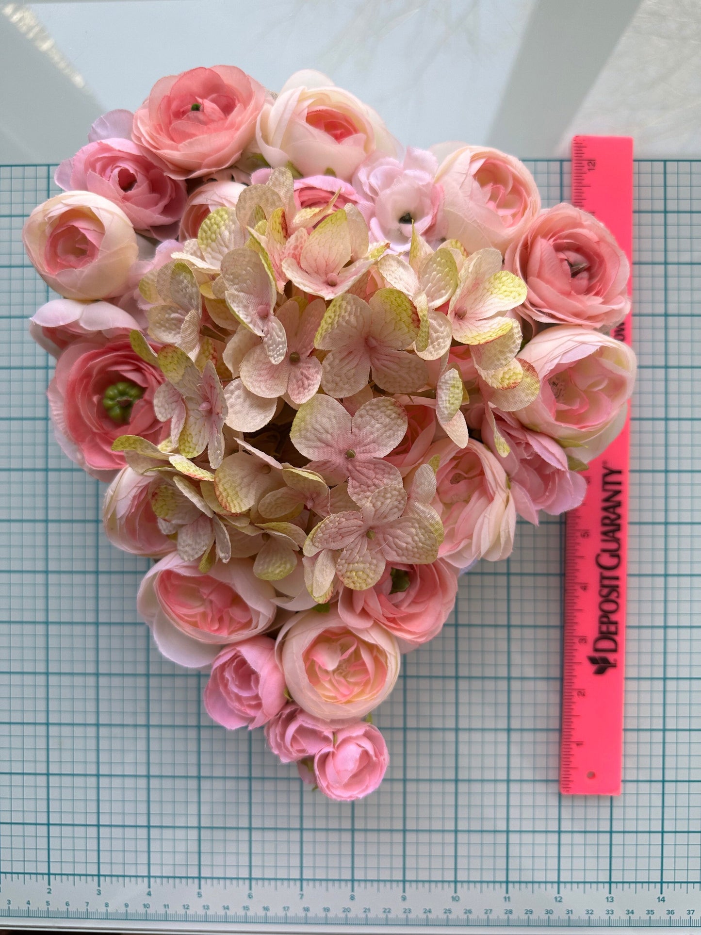 Romantic Shabby Chic Peony Front Door Wreath featuring a Flower Covered Heart makes a Stunning Gift, Wedding Decoration, Anniversary Gift.