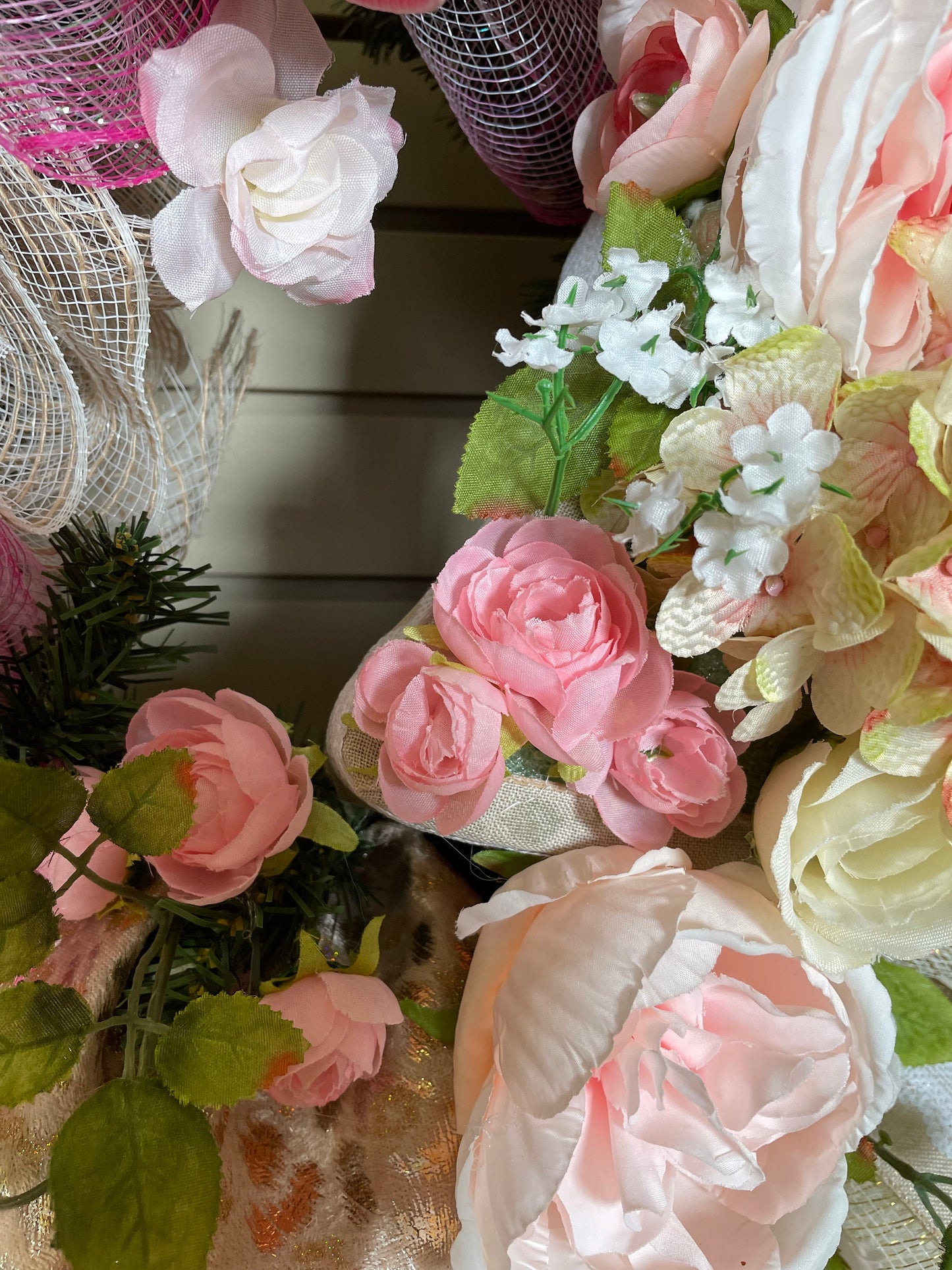 Romantic Shabby Chic Peony Front Door Wreath featuring a Flower Covered Heart makes a Stunning Gift, Wedding Decoration, Anniversary Gift.
