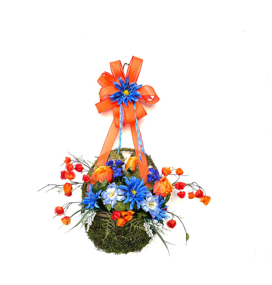 This Moss Flower Basket Front Door Hanger is also Perfect for Stunning Porch Decor that carries through Spring and Summer