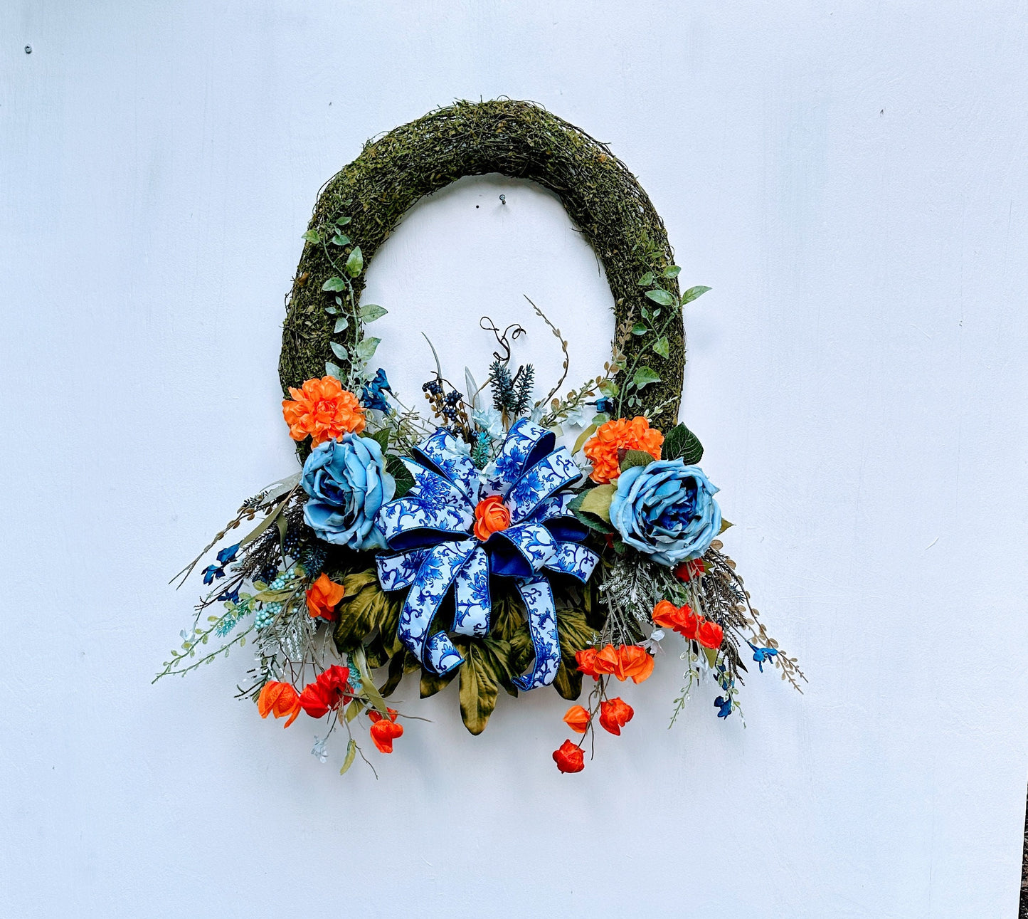 Vibrant Moss wreath for front door can be an everyday wreath for summer or spring for you, Mother's Day gift, or hostess gift.
