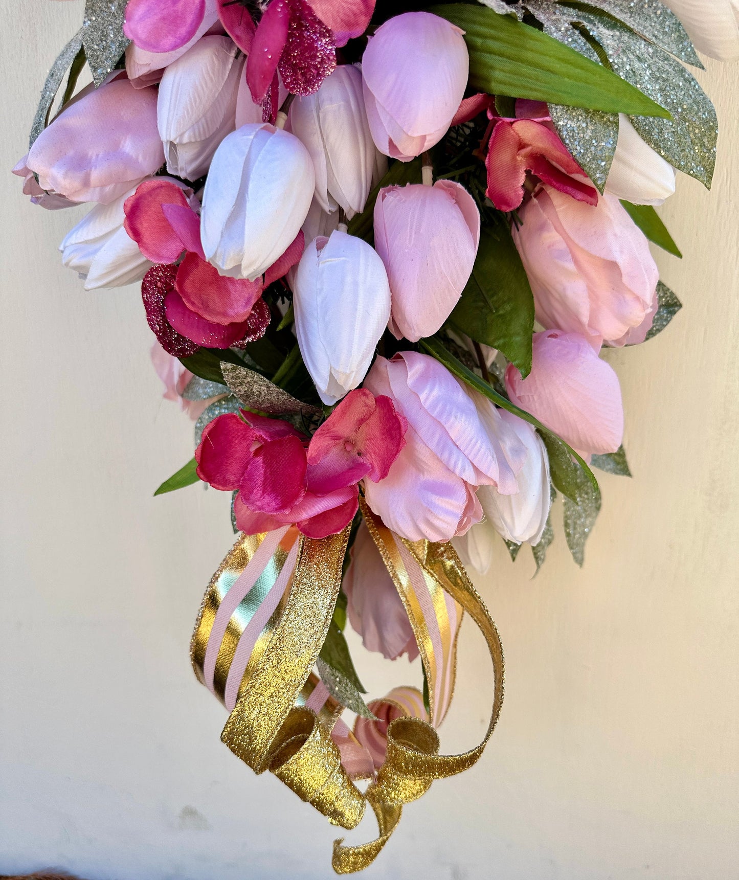 Romantic Tulip Jewel Swag is Charming as a Spring Front Door Wreath, a Gift for Her, Wedding Decor, Bling Mantle Decor or Everyday Decor