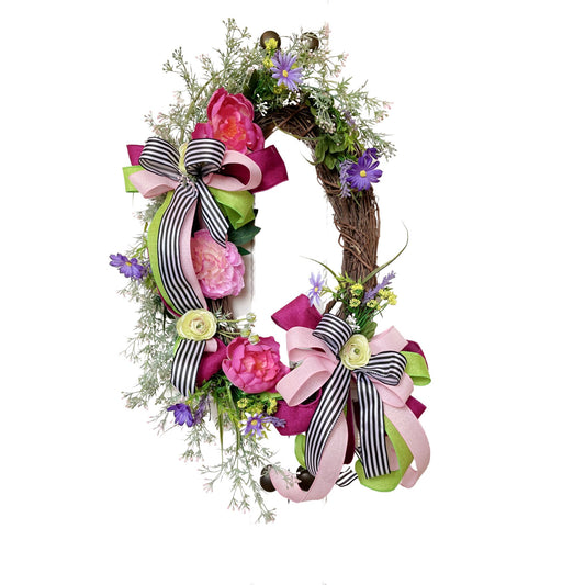 Oval Summer or Spring Front Door Wreath is also good for Everyday use and makes  Welcoming Porch Decor