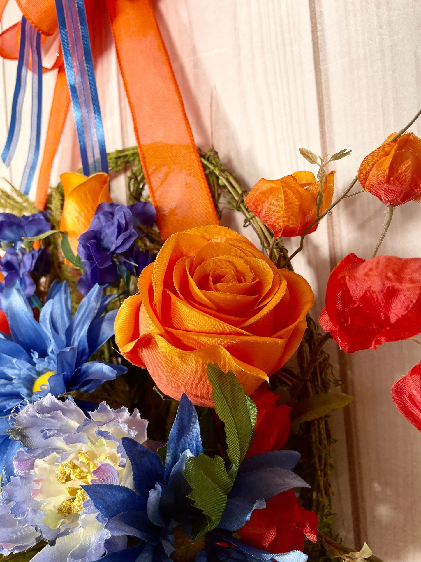 This Moss Flower Basket Front Door Hanger is also Perfect for Stunning Porch Decor that carries through Spring and Summer