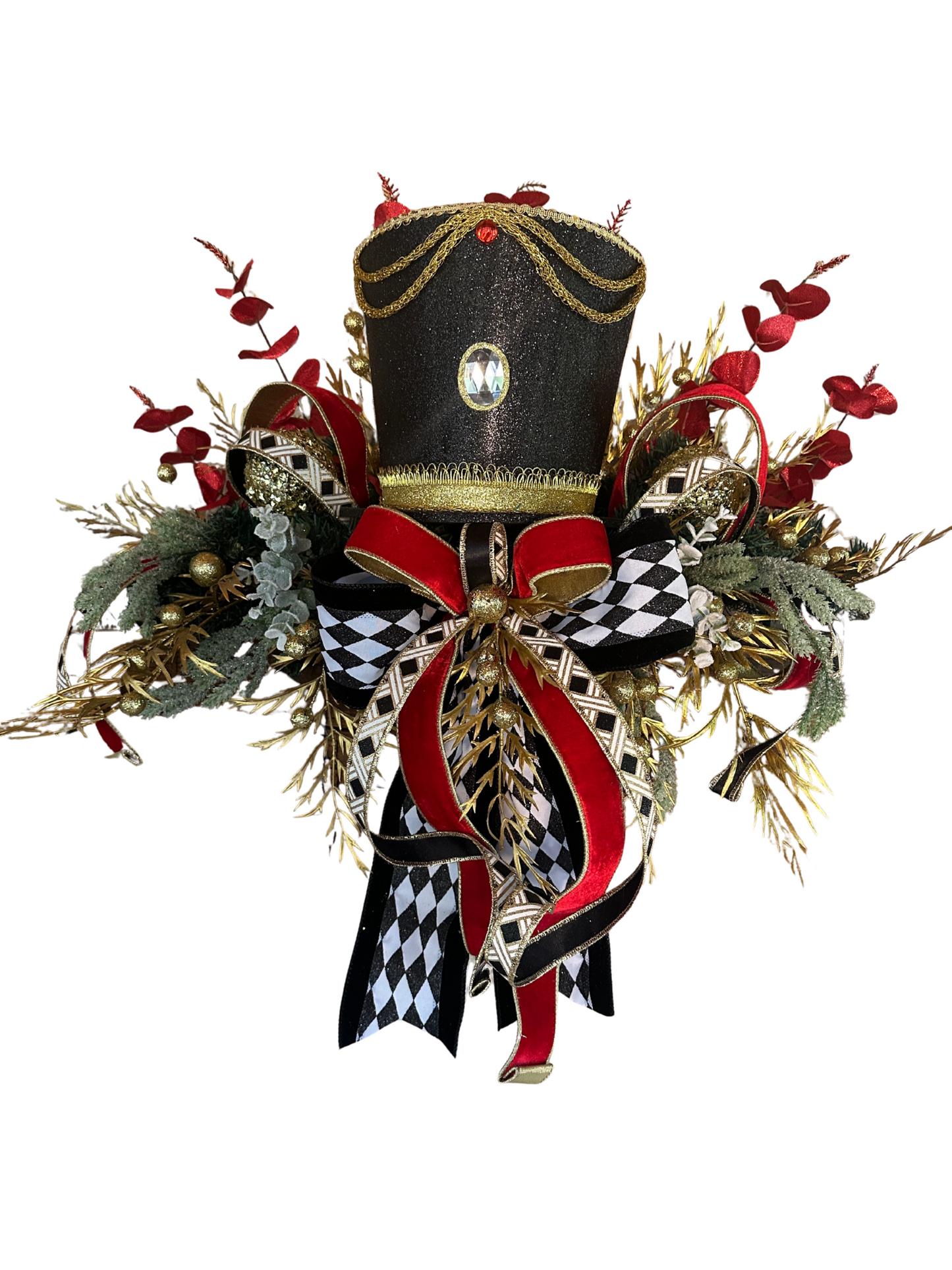 3 piece Nutcracker Christmas Mantle Decor Set. No hang Holiday Set with Nutcracker Hat and Drums