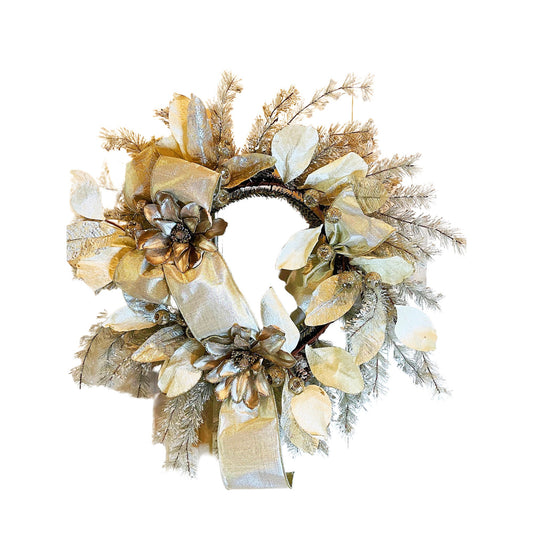 Minimalist Modern Champagne and Silver Christmas front door Wreath, holiday welcome porch wreath, festive mantle decor, poinsettia wreath