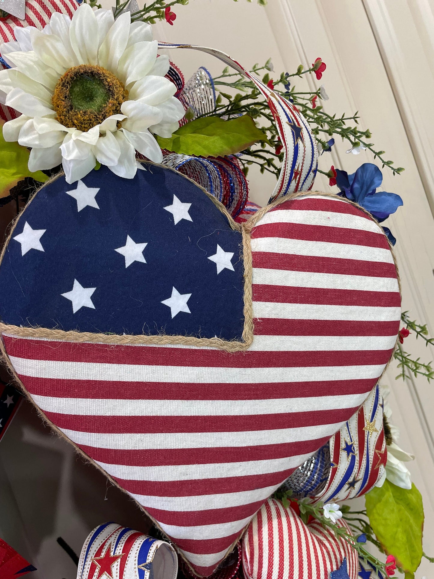Patriotic 4th of July wreath perfect for Independence Day, Memorial Day decorations or as a gift for a USA military family.