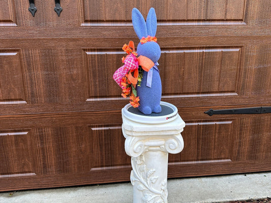Elevate your Easter Table or Mantle Decor with this Floral Flocked Bunny with a Sparkly Bow or Give as a Gift