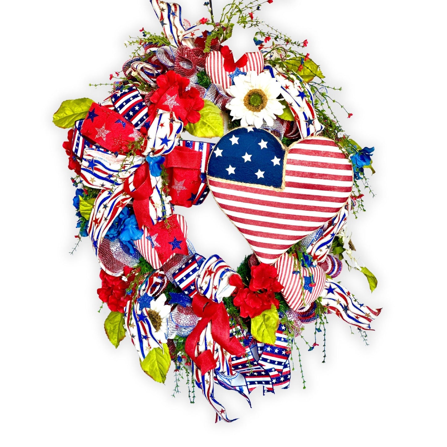 Patriotic 4th of July wreath perfect for Independence Day, Memorial Day decorations or as a gift for a USA military family.
