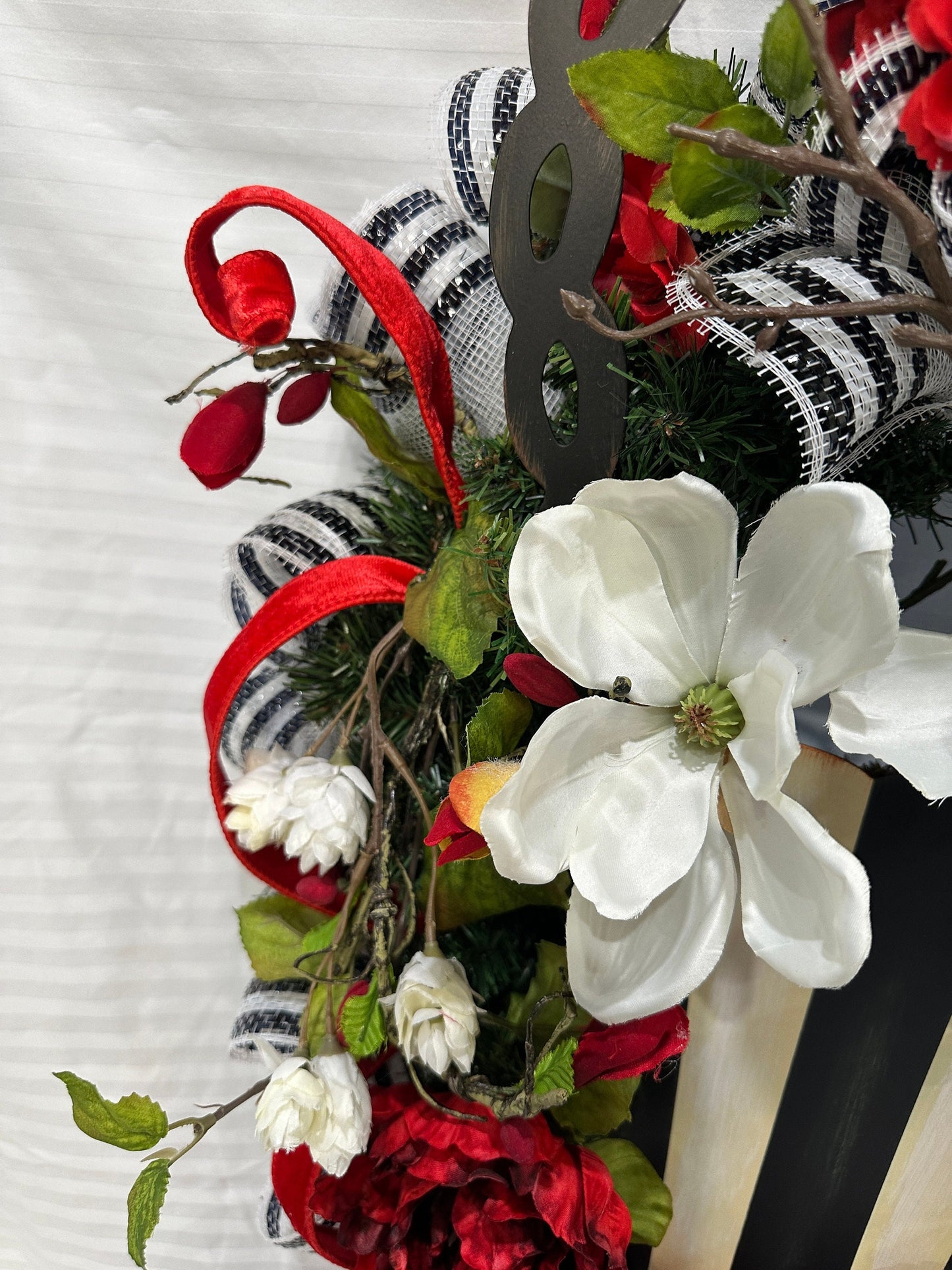 Floral spring basket front door wreath is a perfect gift for mother's day or summer wreath or everyday