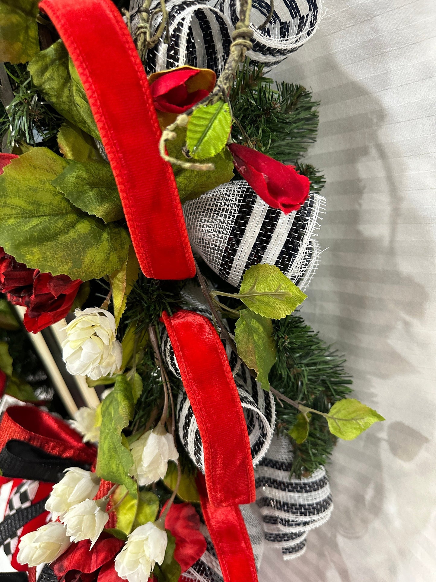 Floral spring basket front door wreath is a perfect gift for mother's day or summer wreath or everyday