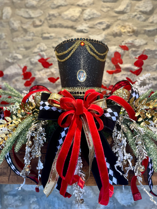 🎄 Styled in Seconds™ 3-Piece Mantel Decor Set | Red, Gold & Black | Luxury Christmas Mantel Arrangement