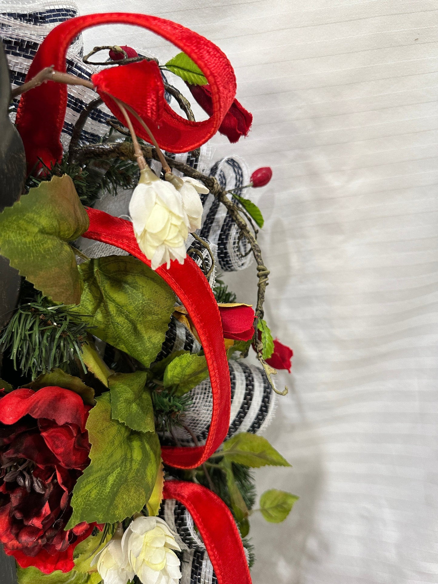 Floral spring basket front door wreath is a perfect gift for mother's day or summer wreath or everyday