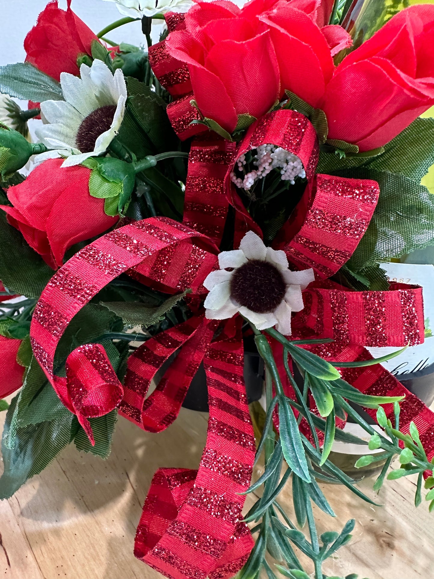 Floral wine bottle bouquet for an environmentally friendly hostess gift, housewarming, party idea, Christmas gift or wine accessory.