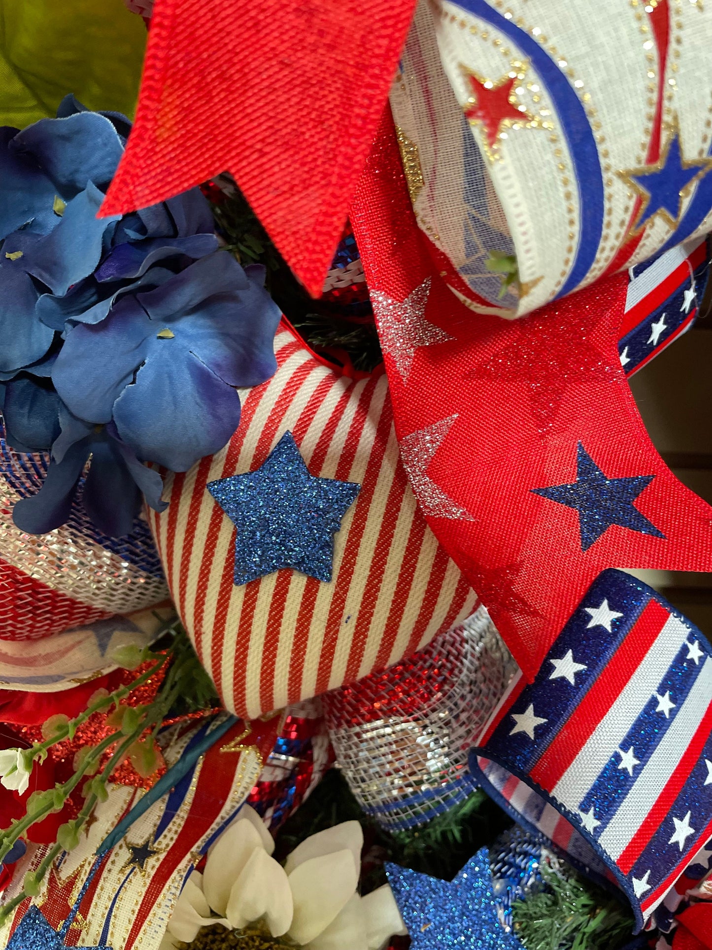 Patriotic 4th of July wreath perfect for Independence Day, Memorial Day decorations or as a gift for a USA military family.