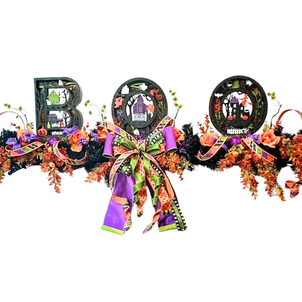 Lighted BOO Halloween Mantel Decor Set | 3D Halloween Village Display/ No Hanging Required