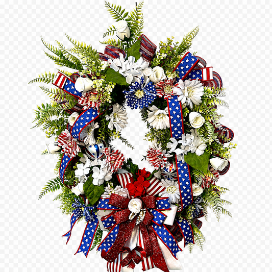 Patriotic Wreath for America’s 250th Birthday | Red, White & Blue Front Door Decor