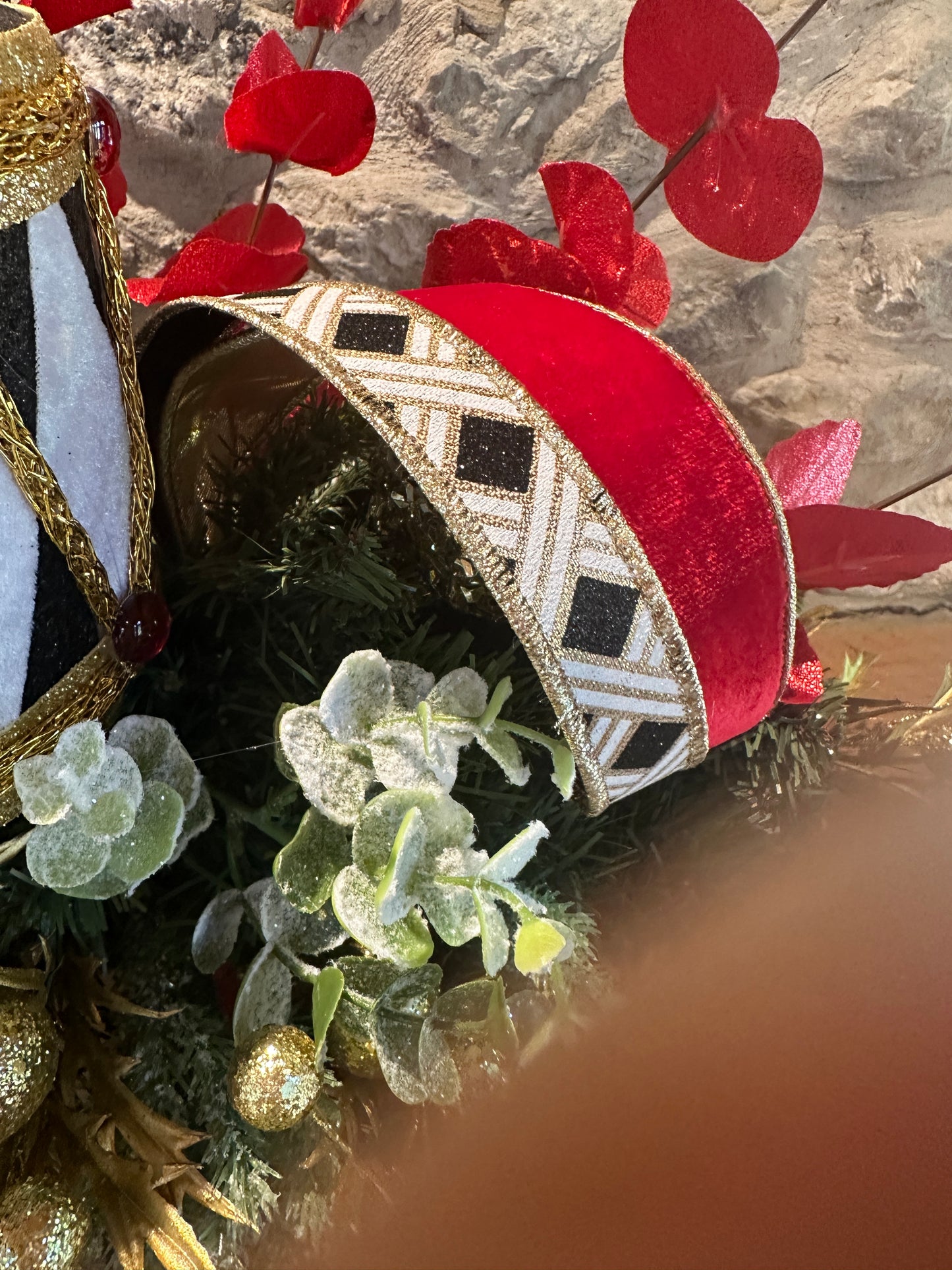 3 piece Nutcracker Christmas Mantle Decor Set.  No hang Holiday Set with Nutcracker Hat and Drums