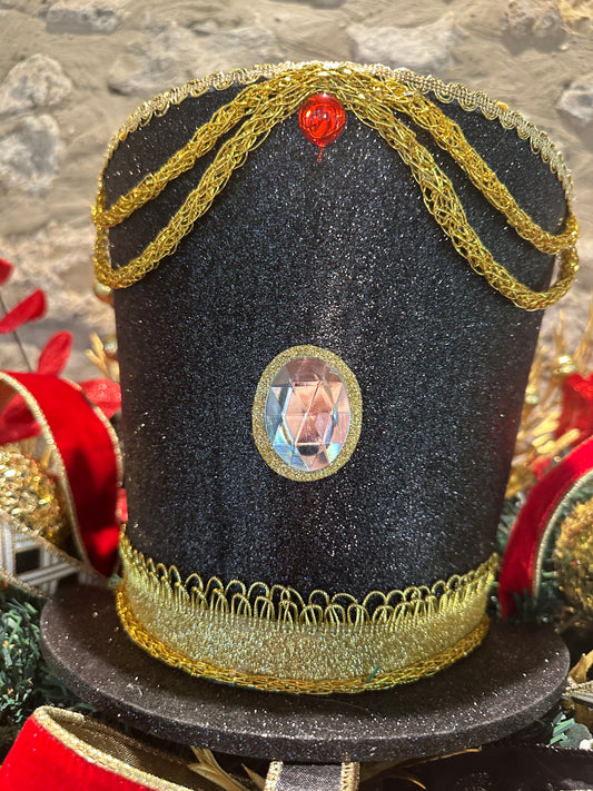 3 piece Nutcracker Christmas Mantle Decor Set.  No hang Holiday Set with Nutcracker Hat and Drums