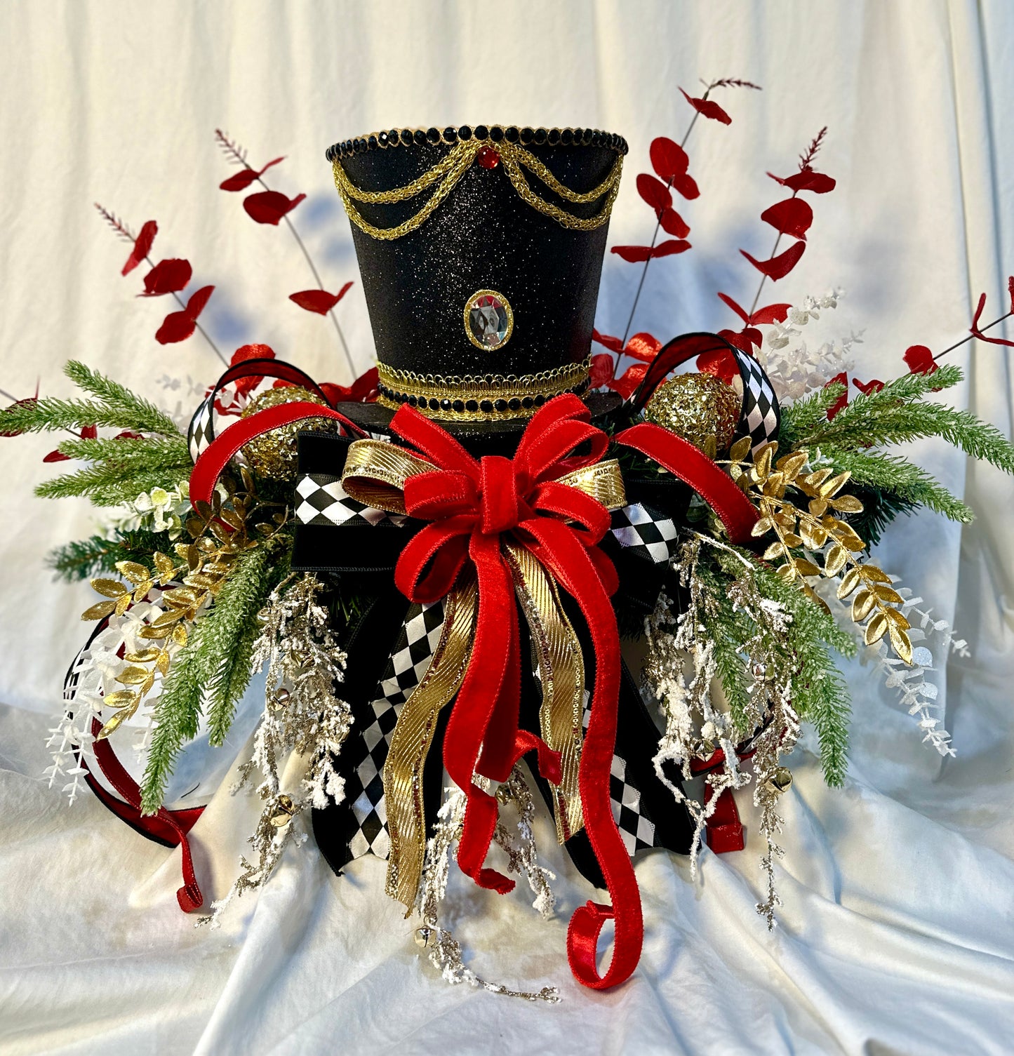 🎄 Nutcracker 3-Piece Mantel Decor Set | Red, Gold & Black | Luxury Christmas Mantel Arrangement