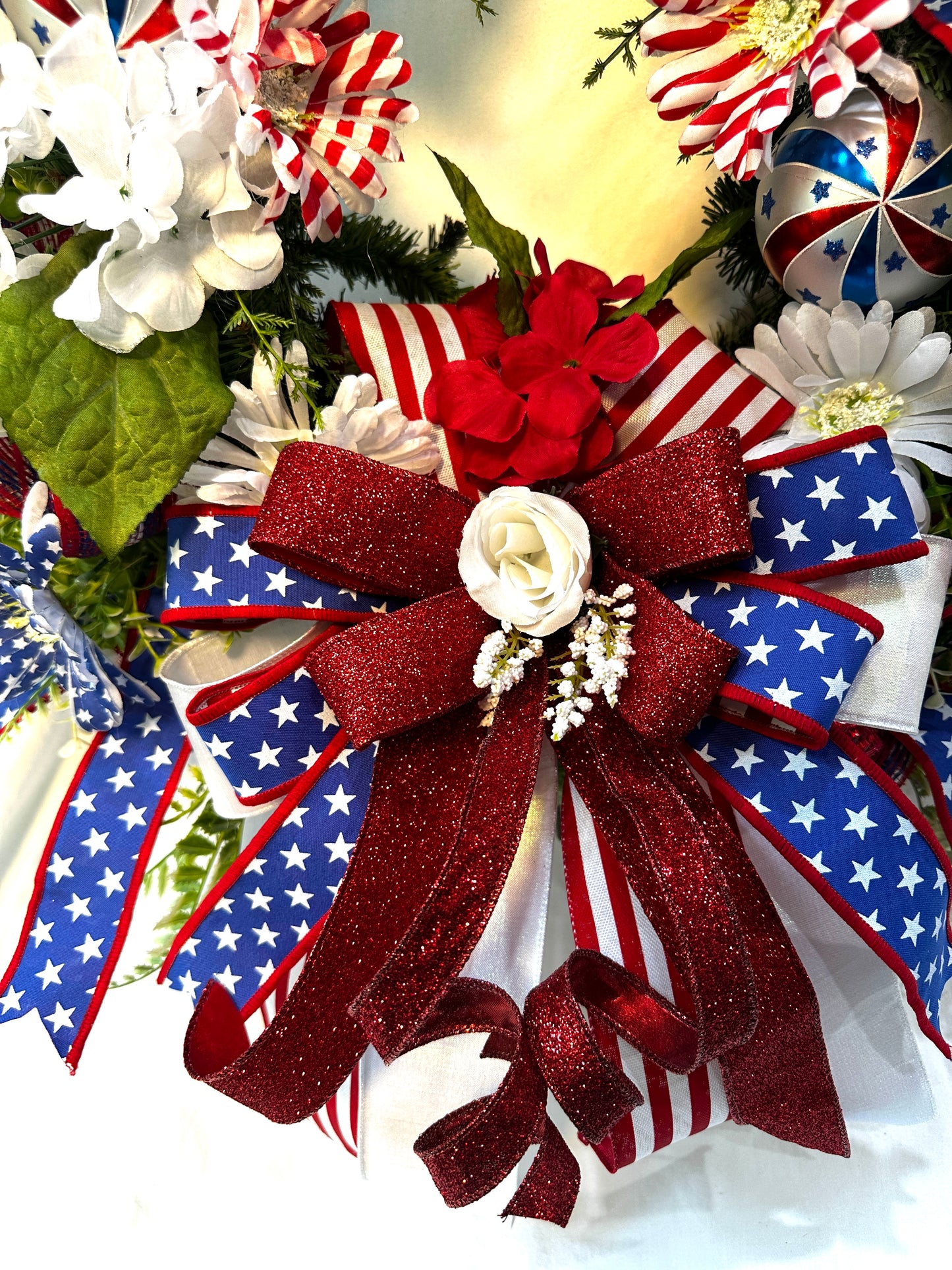 Patriotic Wreath for America’s 250th Birthday | Red, White & Blue Front Door Decor