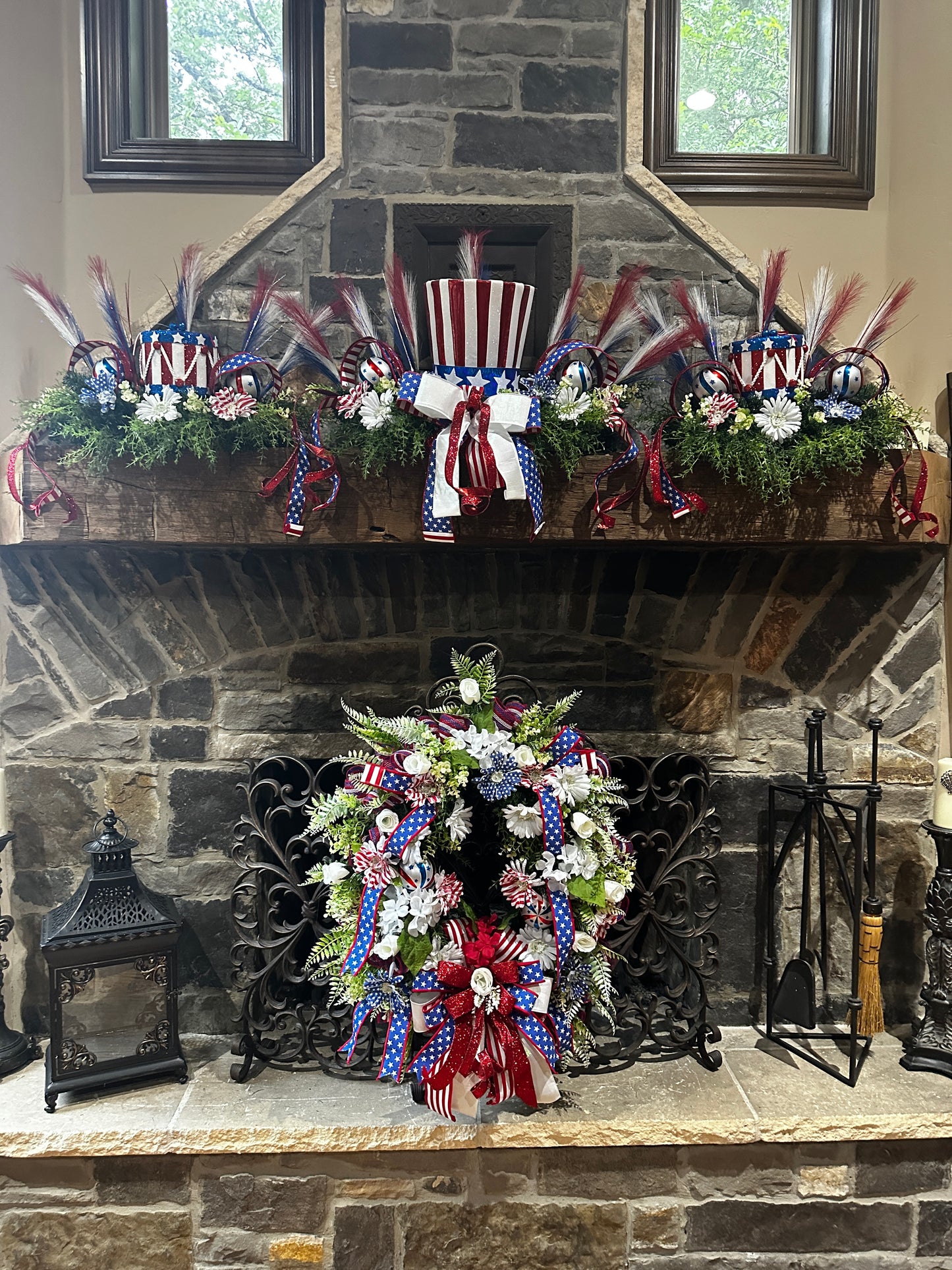 Patriotic Wreath for America’s 250th Birthday | Red, White & Blue Front Door Decor