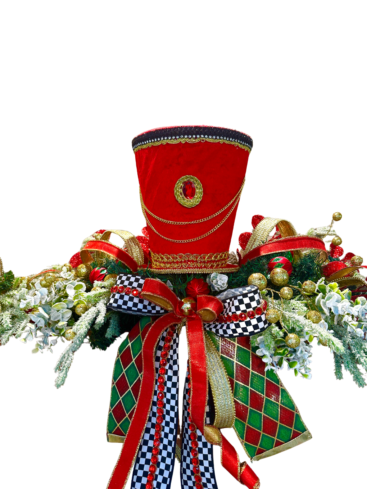 🎄 Christmas Nutcracker Mantle Decor Set – 3-Piece Ready-to-Style Holiday Garland with Drums & Top Hat