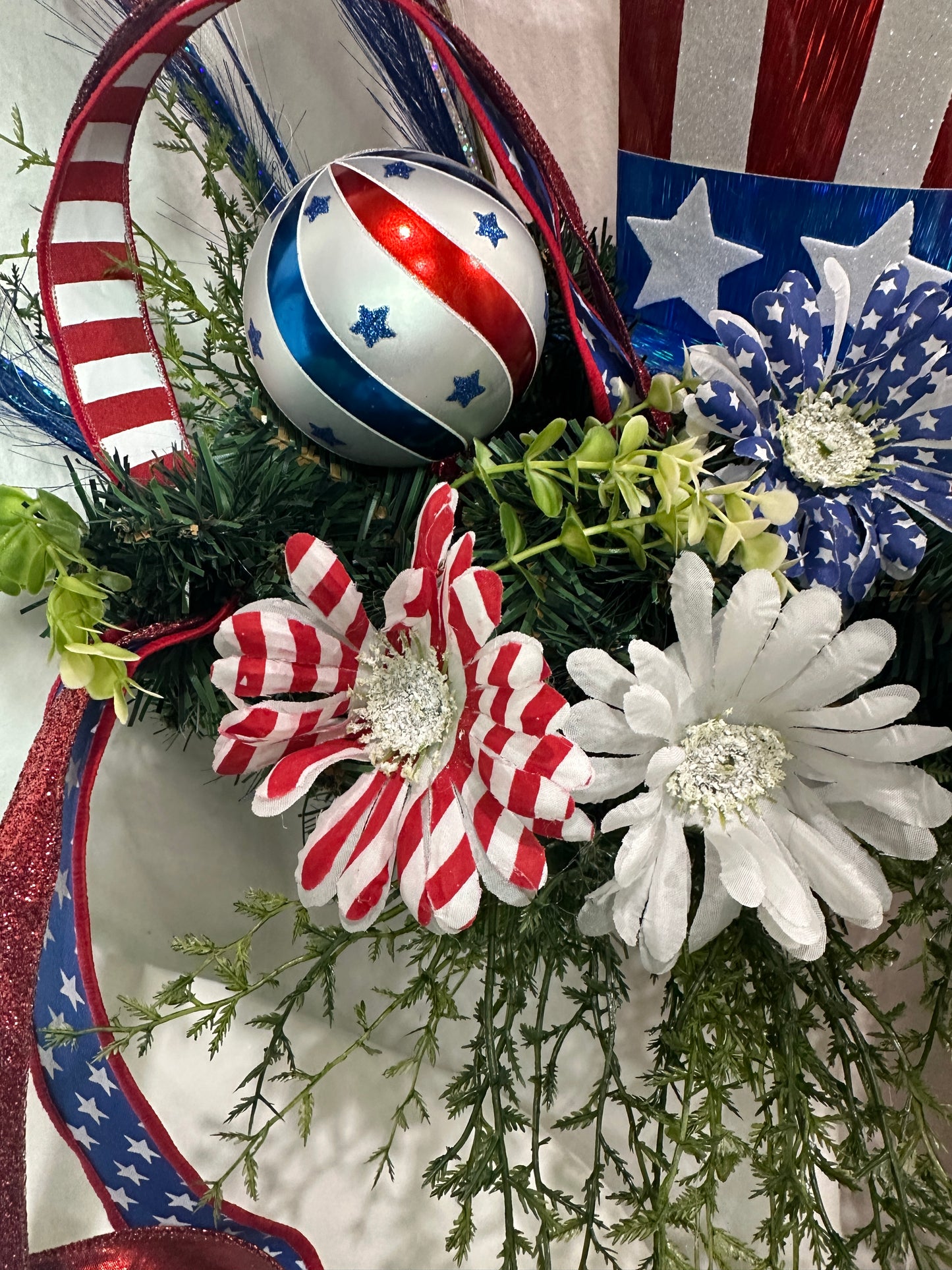 Patriotic Mantel Decor Set – 3-Piece Uncle Sam Hat & Drum