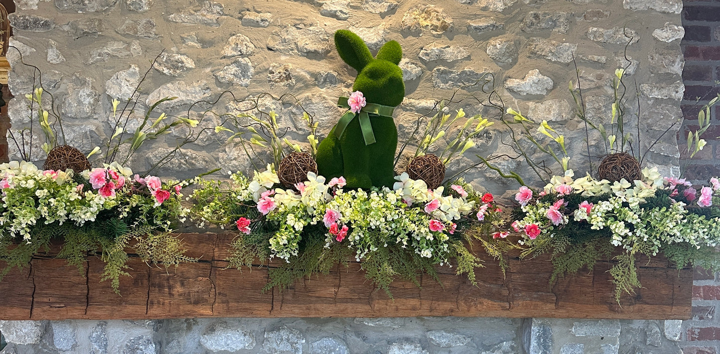 Styled in Seconds™ Designer Spring Mantel Styling Set – 3 Piece Easter Bunny Fireplace Collection