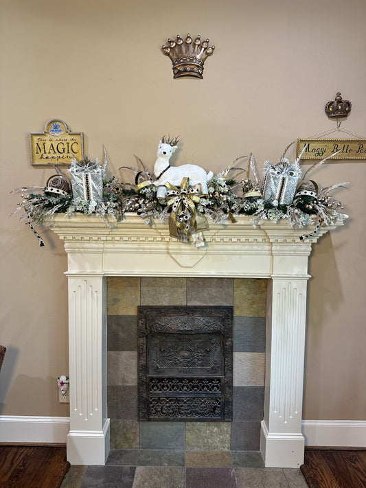 3-Piece Christmas Mantel Decor Set with White Deer