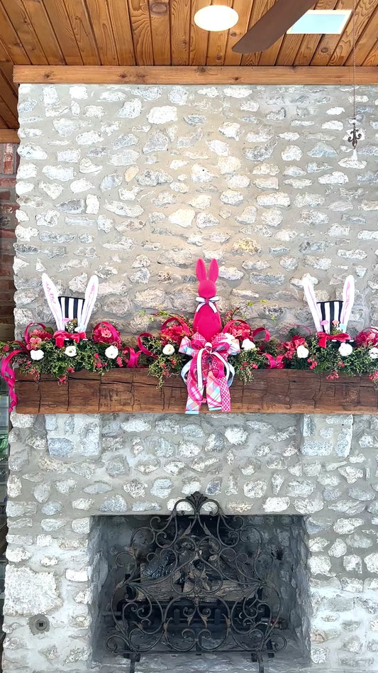 Styled in Seconds™ Easter Mantel Decor – 3 Piece Bunny Spring Mantel Set | No Hanging Required