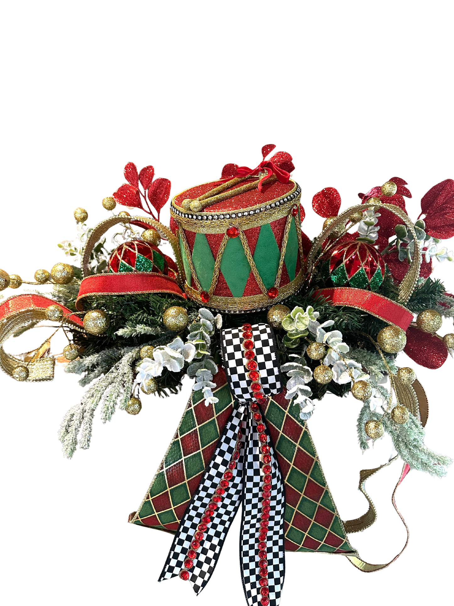 🎄 Christmas Nutcracker Mantle Decor Set – 3-Piece Ready-to-Style Holiday Garland with Drums & Top Hat